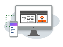Illustration of paying an invoice online with Monero from a phone and computer